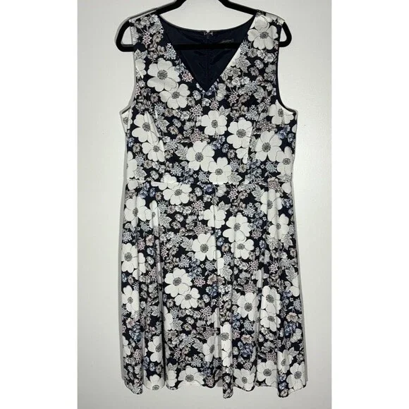 Ann Taylor Dress 16 Floral Cotton Poplin Lined Cottage Wedding Shower Modest Tea - Picture 2 of 14